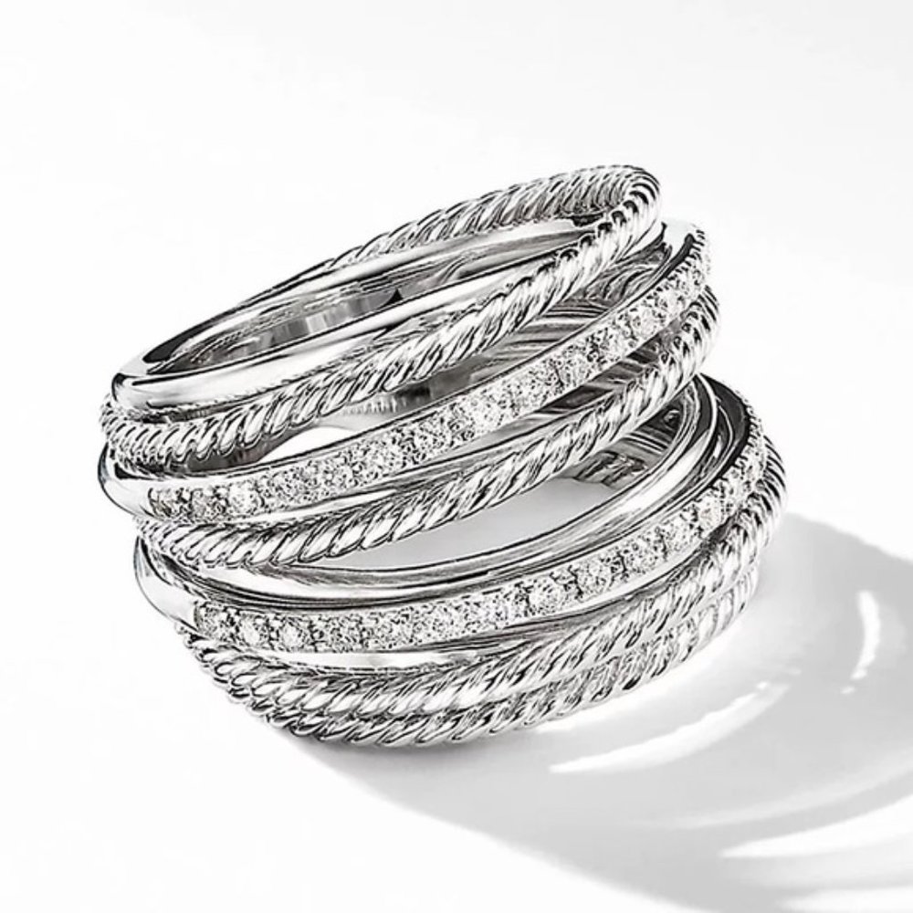 New 925 Sterling Silver Diamond Halo Ring - Picture 3 of 5